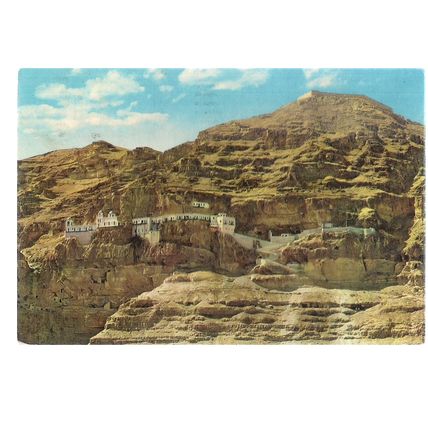 MOUNT TEMPTATION, JERICHO, ISRAEL.. used vintage postcard 1968 pm #