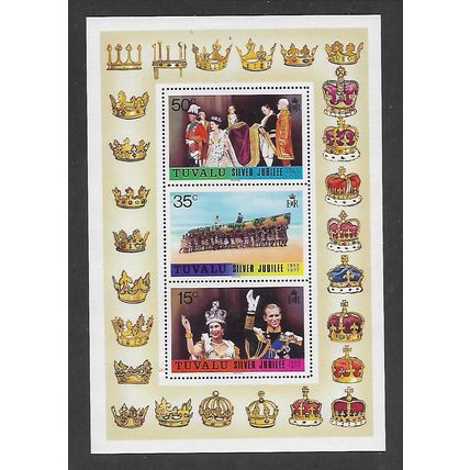 TUVALU 1977 SILVER JUBILEE MIN SHEET 3 VALS M / MINT