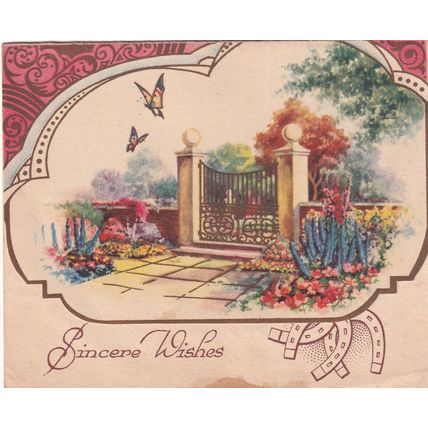 Vintage Birthday Card - Sincere Wishes - Lovely garden