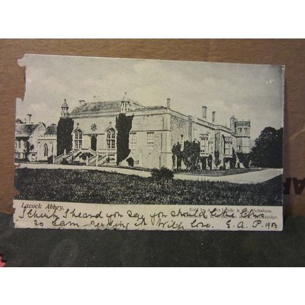 LACOCK ABBEY, WILTSHIRE antique postcard A W Jolliffe & Co, Melksham 1903 pm =