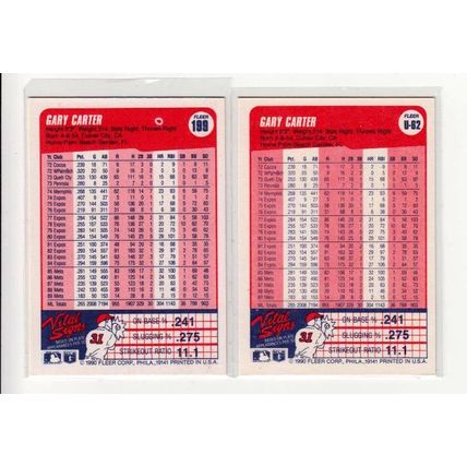 Two 1990 Fleer Gary Carter cards #199, #U-62 Update