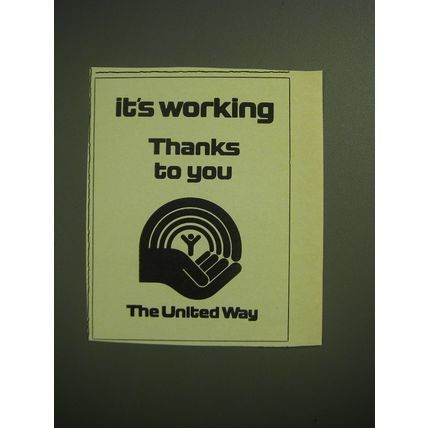 1974 The United Way Ad - It's working Thanks to you