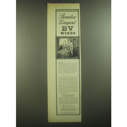 1946 Beaulieu Vineyard BV Wines Ad