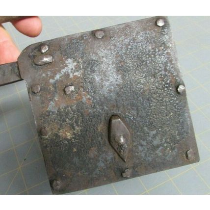 RARE ANTIQUE 1700's -1800's LARGE WROUGHT IRON PADLOCK WITH KEY WORKS GREAT