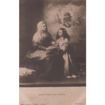 Santa Ana Y La Virgin Murillo Madrid Spanish Gallery Antique Painting Postcard