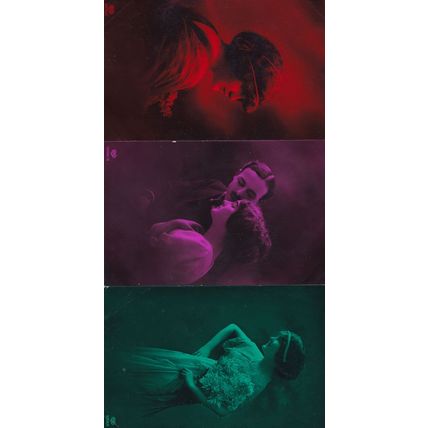 Colour Negative Real Photo Antique Glamour Romance Old Postcard s