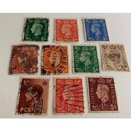 UK Stamps Lot Great Britain King George VI Used Collection NC Perfin Manchester