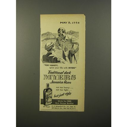 1954 Myers Jamaica Rum Ad