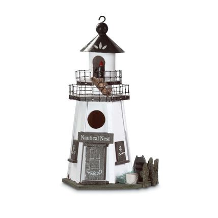 Nautical Beach Decor Wooden Birdhouse Lighthouse Collectors Gift Patio Garden