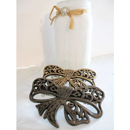 Faux wooden bow hair clamp clip barrette