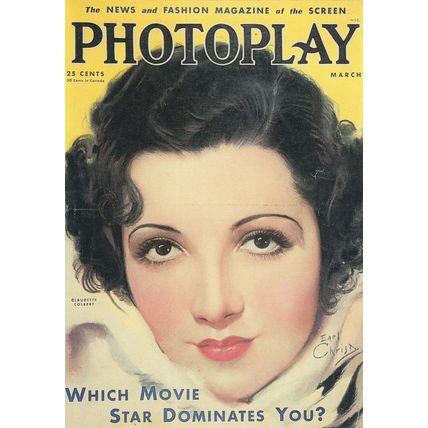 Claudette Colbert Photoplay Hollywood Actress Magazine Photo Postcard