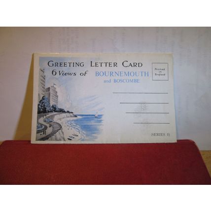 BOURNEMOUTH & BOSCOMBE unused vintage lettercard, 6 view letter card =