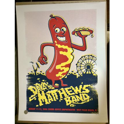 06 DAVE MATTHEWS BAND WEST PALM BEACH HOT DOG MAN CONCERT POSTER 8/11 12 #/300SN