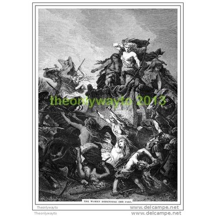 WOMEN DEFENDING THE CARS, MODERN REPRODUCTION OF PRINT, 1881