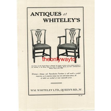 Whiteley's Antique Furniture, Advert, Book Illustration (Print), 1913
