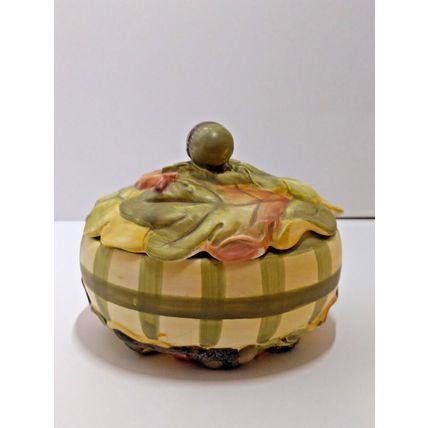 Indigo Gate for Silvestri Ceramic Fall Acorn & Leaf Oval Trinket Dish Autumn