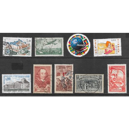 FRANCE SELECTION VIEWS PLANES HISTORY PERSONALITIES SPORT STAMPS USED @ 11p ea.