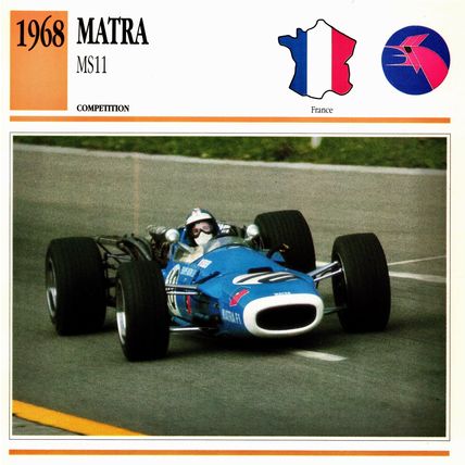Collectors Club card. Classic Cars. Matra MS11