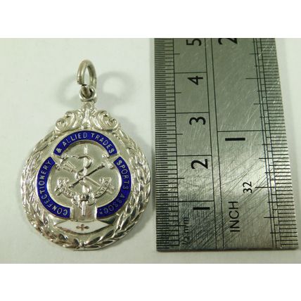 Vintage Confectionery Allied Trades Sports Assc Albert Chain Fob Medal Swimming