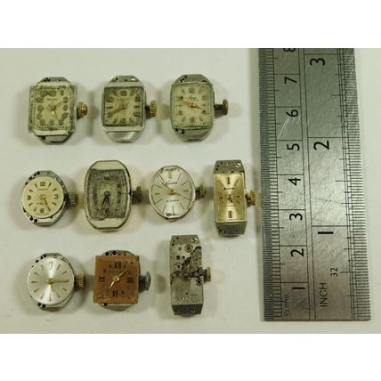10 Antique Vintage Ladies Wristwatch Movements Spares Or Repair Marvin Rotary &c