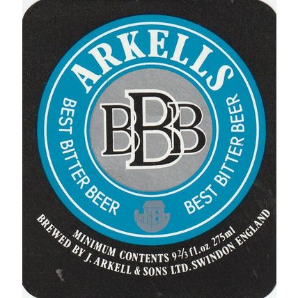 BEER BOTTLE LABEL - ARKELLS BREWERY - BBB BEST BITTER BEER (A)