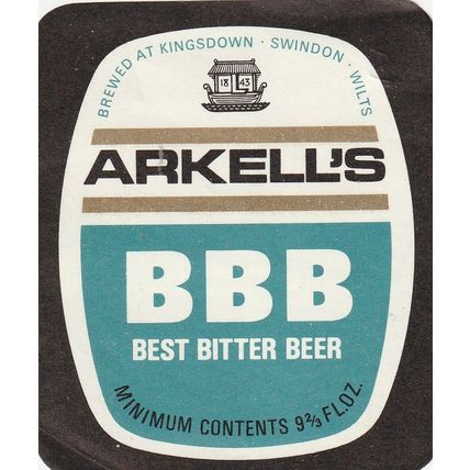 BEER BOTTLE LABEL - ARKELLS BREWERY - BBB BEST BITTER BEER (B)