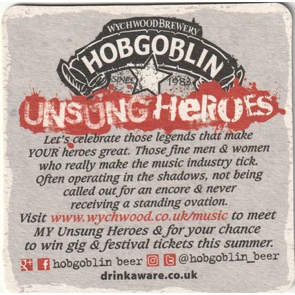 BEER MAT - WYCHWOOD BREWERY - HOBGOBLIN UNSUNG HEROES - (Cat No 066) - (2017)