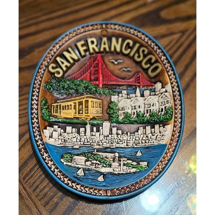Beautiful Vintage San Francisco Ceramic Oval Souvenir Plaque Wall Sign 1986