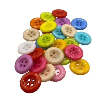 100 Pack 15mm Mixed Round 4 Holes Plastic Buttons Sewing Scrapbooking Crafts