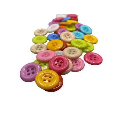 100 Pack 15mm Mixed Round 4 Holes Plastic Buttons Sewing Scrapbooking Crafts