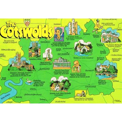 Gustav Holst Catherine Parr Famous People Cotswolds Map Postcard