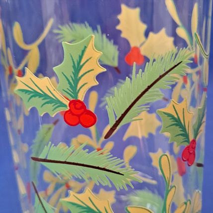 Lot 4 Royal Norfolk HOLLY BERRY Mistletoe GLASSES Christmas Tumblers 16 oz Drink