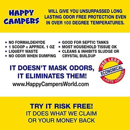 Happy Campers RV Toilet Treatment 18 - Extra Strength Odor Eliminator for Black