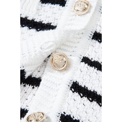 Black Stripe V Neck Gold Buttons Elegant Sweater Vest