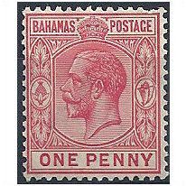 Bahamas 1921 SG115 1d Carmine Mounted Mint
