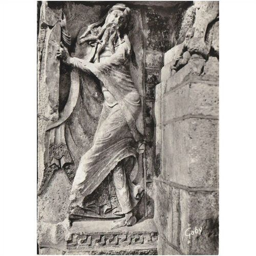 B&W Photo Postcard - Bas-relief of Isaiah, Abbey Church, Souillac, Lot, France