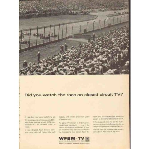 wfbm tv 1965 indianapolis in watch race closed circuit tv vintage ad