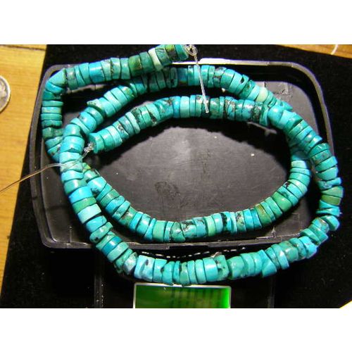 TURQUOISE BLUE/GREEN 5-6mm HEISHI BEADS ABOUT 15.5 in. STRAND 108.0 cts. #6A-510