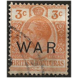 British Honduras 1918 SG120 3c Orange WAR Stamp Fine Used . ..