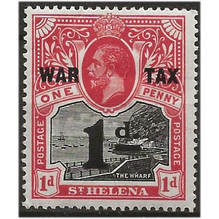 St Helena 1919 SG88 1d + 1d Black & Carmine-Red WAR TAX Mounted Mint . ..