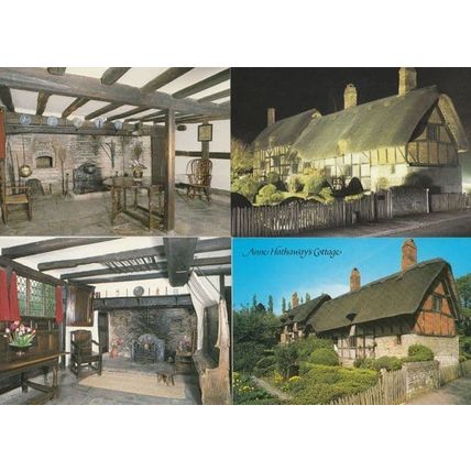 Anne Hathaways Cottage at Day & Night Kitchen Living Room 4x Postcard s