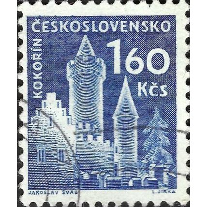 CZECHOSLOVAKIA, Kokorin castle, blue 1960, 1.60Kcs