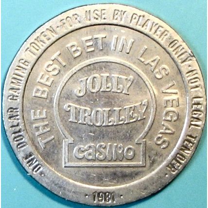Jolly Trolly. $1 Casino Token. Las Vegas, NV. U25.