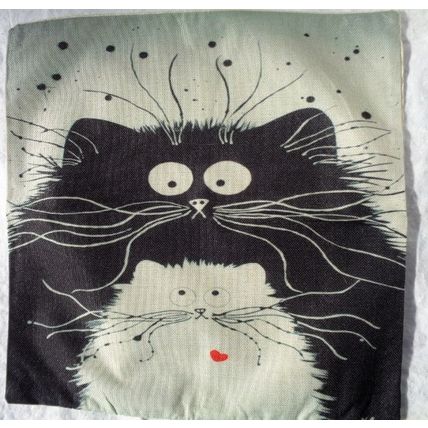 Cat Pillow Cover 17 x 17 2 Cat Love Black White Home Decor 009