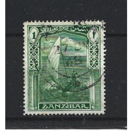Zanzibar.SG318 1s Sailing Canoe (Green).Fine Used.Jul24g