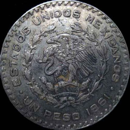 1961Mo MEXICO SILVER UN PESO UNCIRCULATED