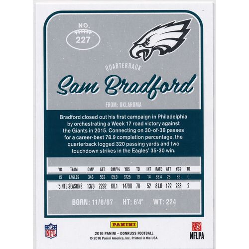 2016 Donruss Football 227 Sam Bradford Philadelphia Eagles