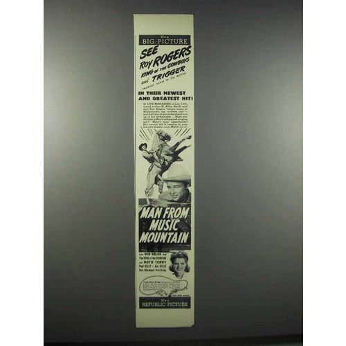 1943 Man from Music Mountain Movie Ad - Roy Rogers