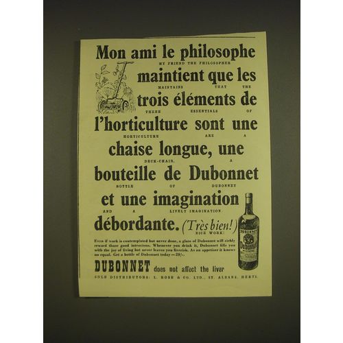 1955 Dubonnet Aperitif Ad - Mon ami le philosophe maintient que les trois