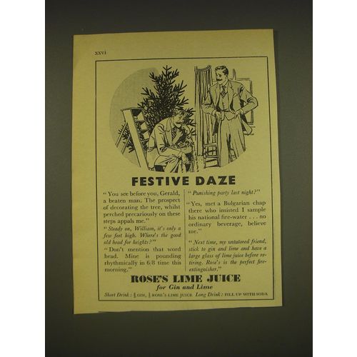 1955 Rose's Lime Juice Ad - Festive daze